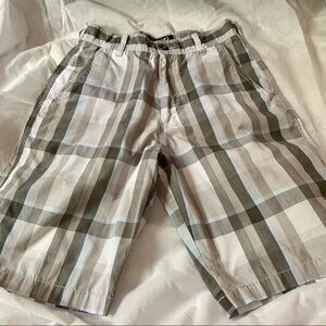 BILLABONG Gray, Light Blue and White Plaid Shorts
